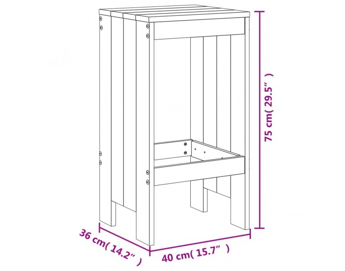 Sonata H Бар табуретки 2 бр черни 40x36x75 см борово дърво масив