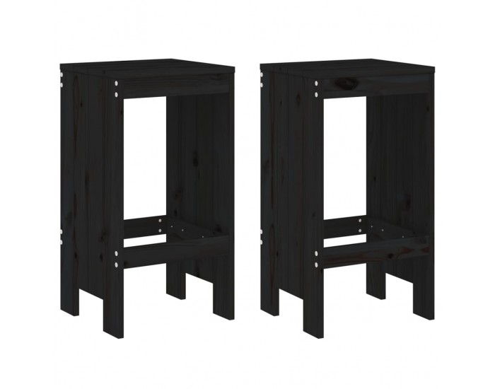 Sonata H Бар табуретки 2 бр черни 40x36x75 см борово дърво масив