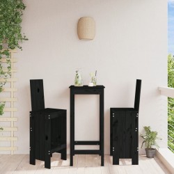 Sonata H Бар табуретки 2 бр черни 40x42x120 см борово дърво масив - Scaune de grădină