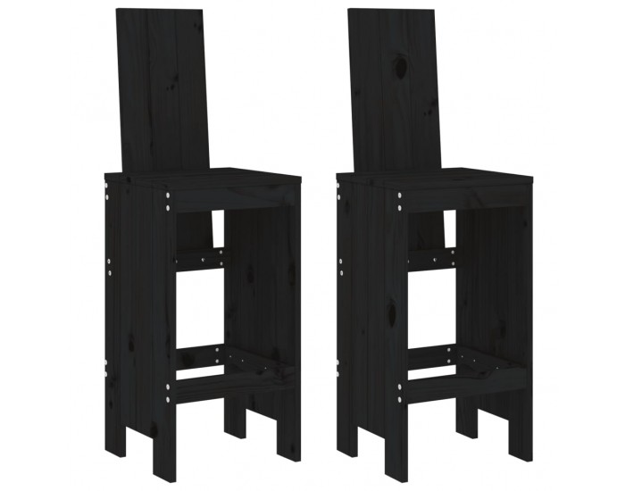 Sonata H Бар табуретки 2 бр черни 40x42x120 см борово дърво масив