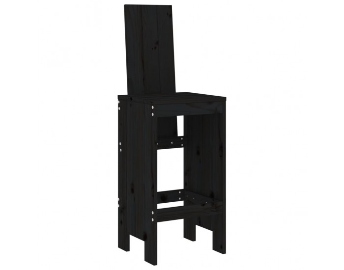 Sonata H Бар табуретки 2 бр черни 40x42x120 см борово дърво масив