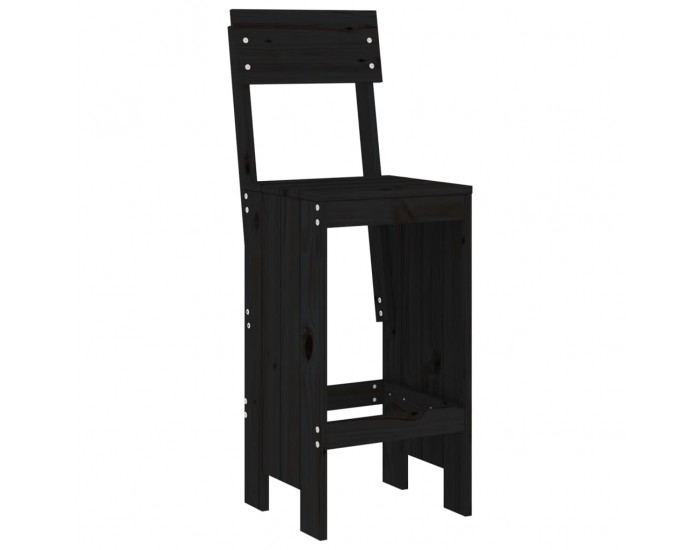 Sonata H Бар табуретки 2 бр черни 40x48,5x115,5 см борово дърво масив
