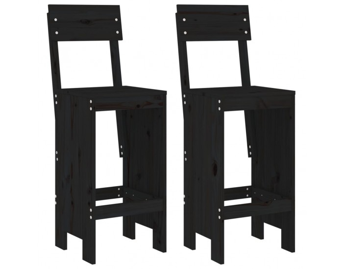 Sonata H Бар табуретки 2 бр черни 40x48,5x115,5 см борово дърво масив