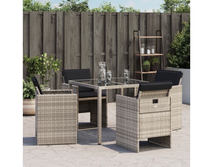 Sonata H Градински столове с възглавници, 4 бр, светлосиви, полиратан