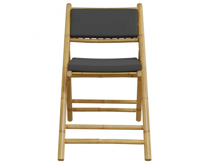 Sonata H Сгъваеми бистро столове 6 бр тъмносиви възглавници бамбук