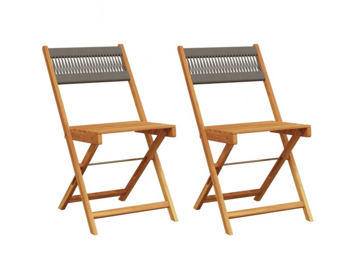 Sonata H Бистро столове, 2 бр, сиво, акация масив и въже