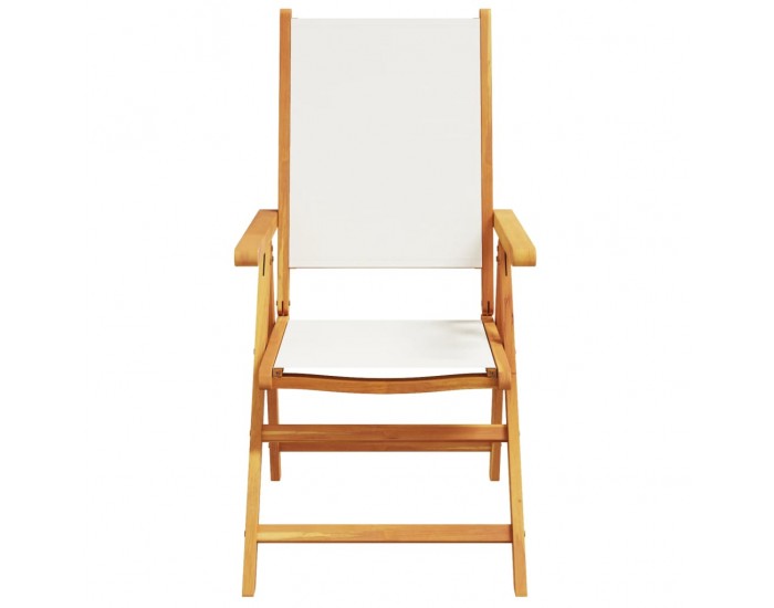 Sonata H Накланящи градински столове 6 бр кремавобял плат и дърво масив