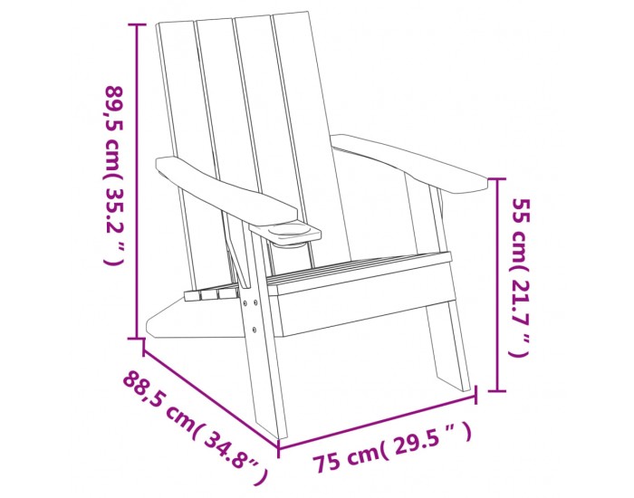 Sonata H Градински стол Адирондак светлокафяв 75x88,5x89,5 см PP