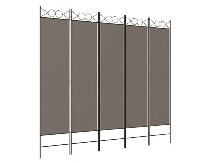 Sonata H Параван за стая, 5 панела, антрацит, 200x200 cм, текстил