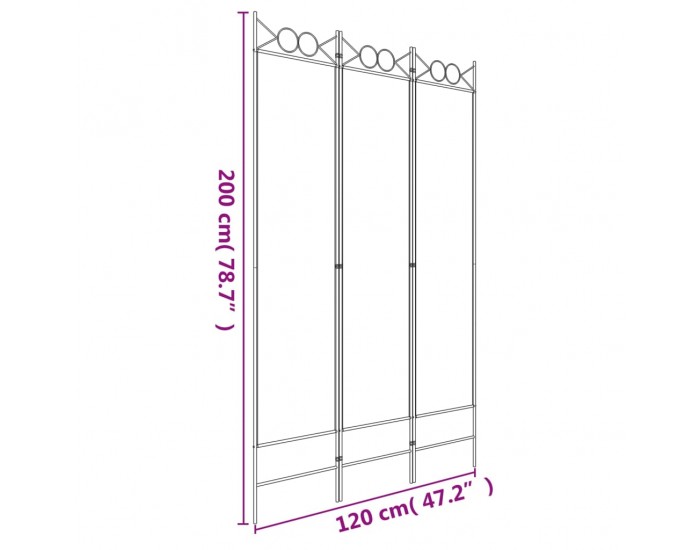 Sonata H Параван за стая, 3 панела, антрацит, 120x200 cм, текстил