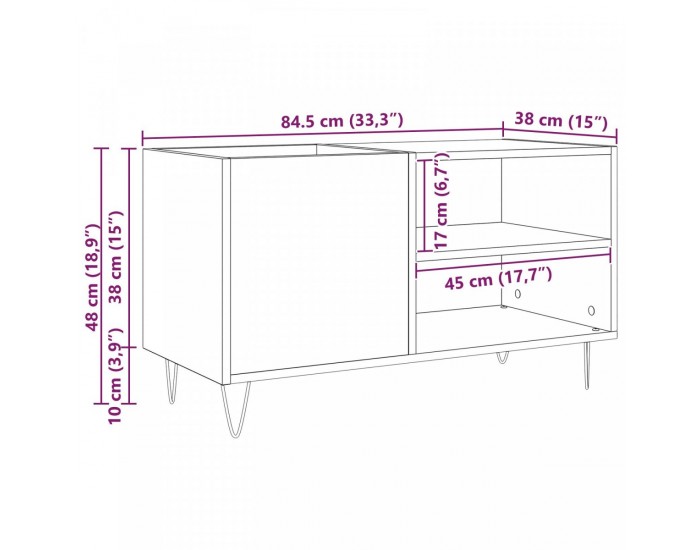 Sonata H Записващ шкаф Черен Дъб 84,5x38x48 см Инженерна дървесина