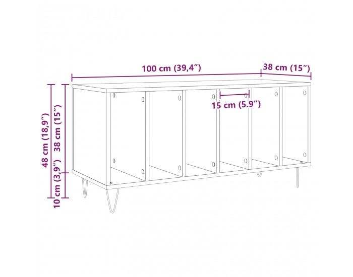 Sonata H Кабинет за записи Черен дъб 100x38x48 см Инженерна дървесина
