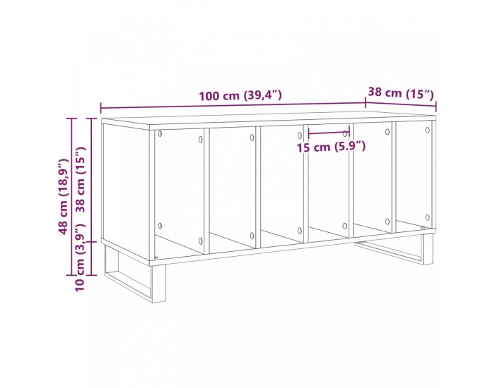 Sonata H Книжарница Черен Дъб 100x38x48 см Инженерна Дървесина