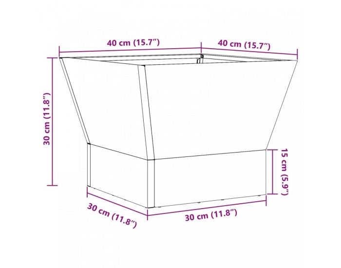 Sonata H Огнище Квадратно Черно 40x40x30 см Стомана