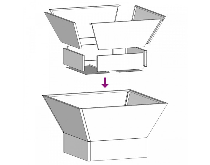 Sonata H Огнище Квадратно Черно 60x60x35 см Стомана