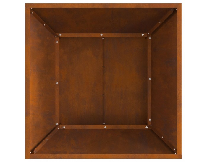 Sonata H Огнище квадратна кафява 60x60x35 см от обветрена стомана