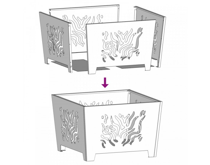 Sonata H Огнище Квадратно Черно 60x60x40 см Стомана
