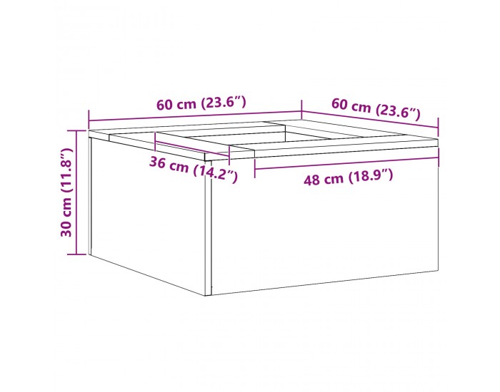 Sonata H Огнище Квадратно 60x60x30 см Отвътре