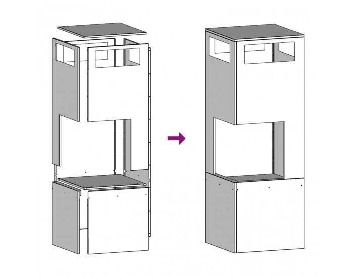 Sonata H Огнище Квадратно Черно 35x35x100 см Стомана