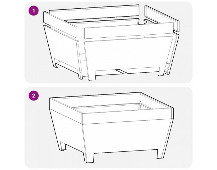 Sonata H Квадратно огнище 80x80x43 см от ветрова стомана