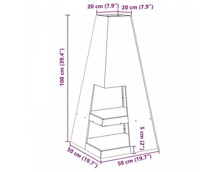Sonata H Огнище с място за дърва Черно 50x50x100 см Стомана