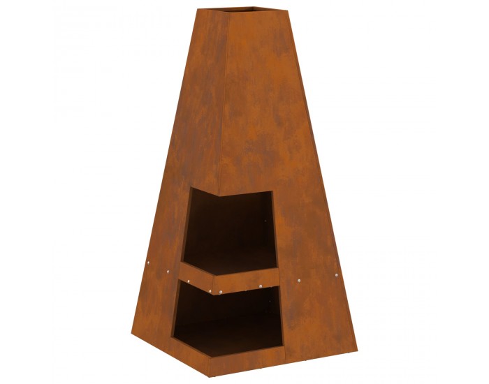 Sonata H Огнище с място за трупи 50x50x100 см от weathering стомана