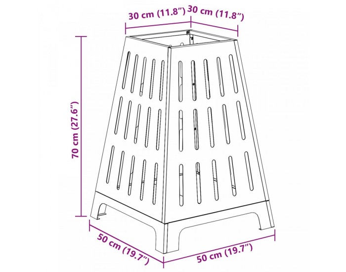 Sonata H Квадратно огнище Черно 50x50x70 см Стомана