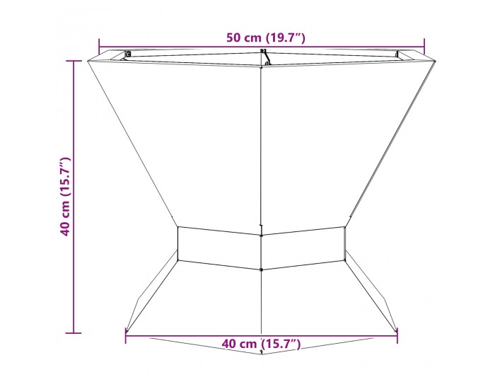 Sonata H Огнище Шестоъгълно Черно 50x50x40 см Стомана