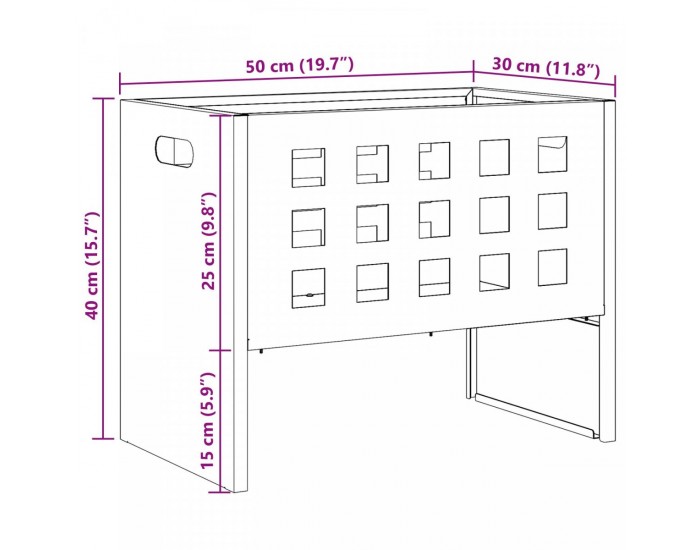 Sonata H Огнище Ректорангулрно Черно 50x30x40 см Стомана