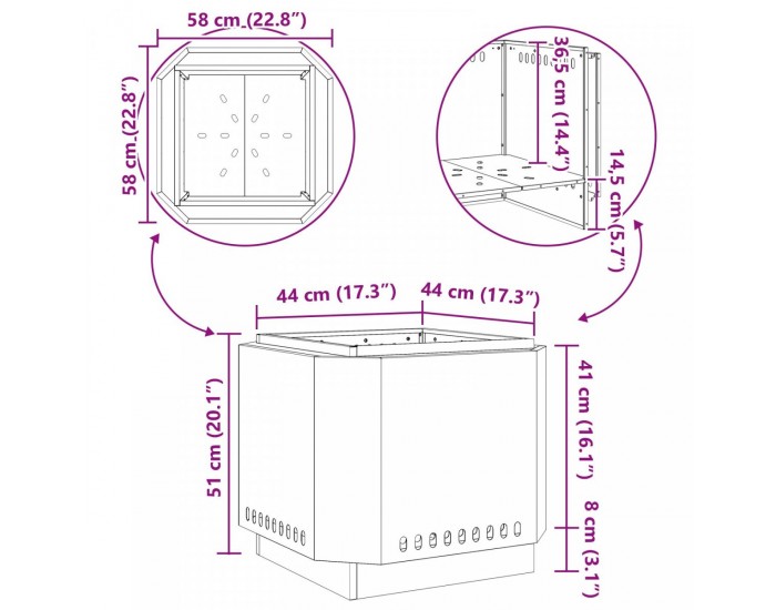 Sonata H Бездимно Огнище 58x58x51 см От Материали, Устойчиви На Времето