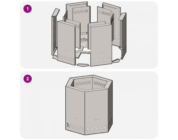 Sonata H Бездимно Огнище Шестоъгълно 48x48x51 см От Корутирана Стомана
