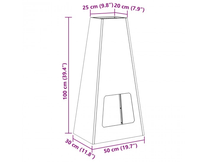 Sonata H Огнище Черно 50x35x100 см Стомана