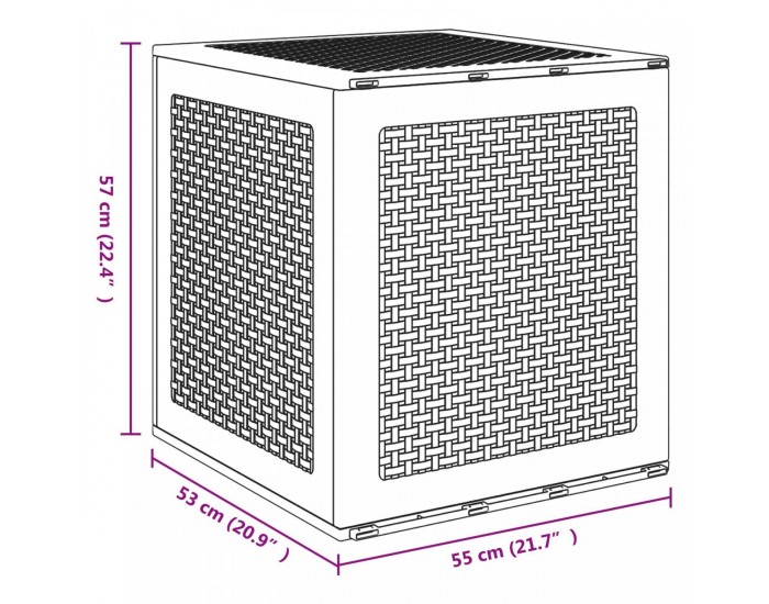 Sonata H Кутия за съхранение в градината Светлосиво 55x53x57 см