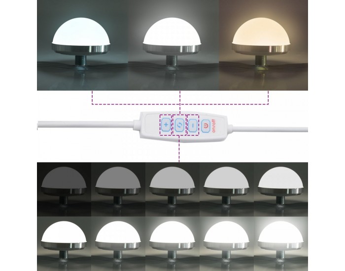 Комплект огледало и тоалетка с LED, Опушен дъб, Инженерна дървесина