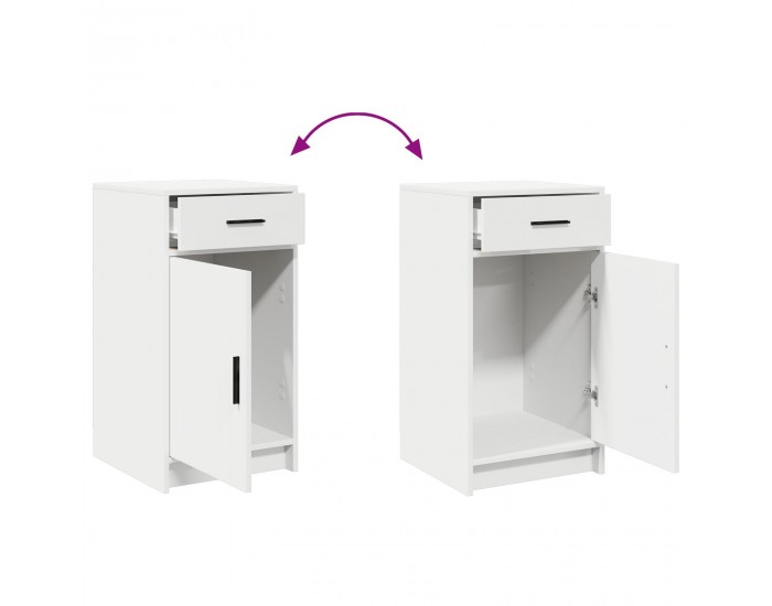 Sonata H Комплект маса за грим от 3 части с LED, бяла инженерна дървесина
