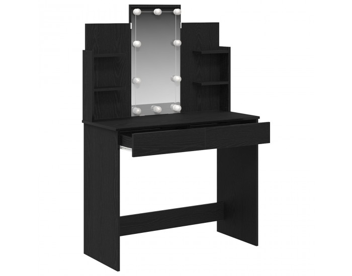 Sonata H Тоалетна маса с LED светлини Черен дъб 96x40x142 см