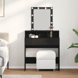 Sonata H Тоалетка с Огледало и LED Светлини Черен Дъб Инженерна Дървесина - Măsuțe de toaletă și oglinzi