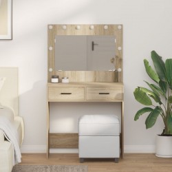 Sonata H Тоалетна маса с LED светлини Sonoma дъб 78.5x41x135 см - Măsuțe de toaletă și oglinzi
