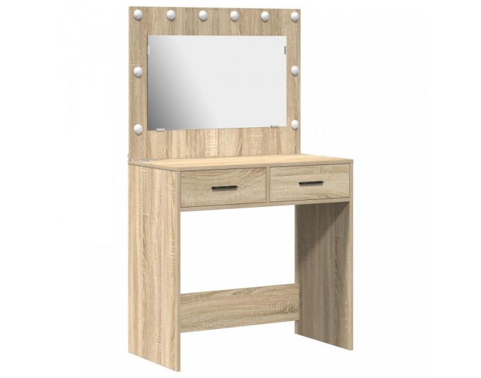 Sonata H Тоалетна маса с LED светлини Sonoma дъб 78.5x41x135 см