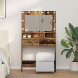 Sonata H Тоалетка с LED светлини - Старо дърво, 79x41x135 см - Măsuțe de toaletă și oglinzi