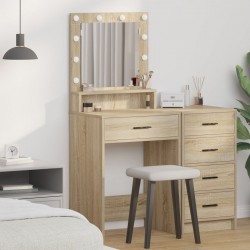 Sonata H Тоалетна маса с LED светлини Сонома дъб 50x41x135 см - Măsuțe de toaletă și oglinzi