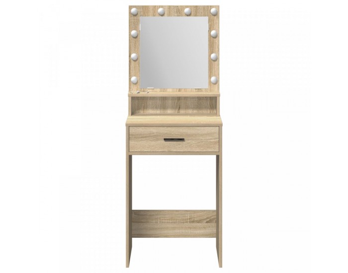 Sonata H Тоалетна маса с LED светлини Сонома дъб 50x41x135 см