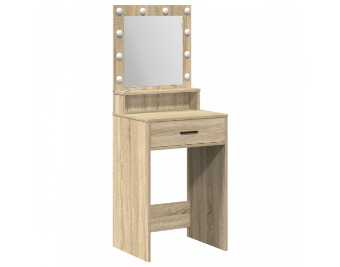 Sonata H Тоалетна маса с LED светлини Сонома дъб 50x41x135 см