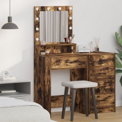 Sonata H Тоалетка с LED светлини, Димна дъб, 50x41x135 см - Măsuțe de toaletă și oglinzi