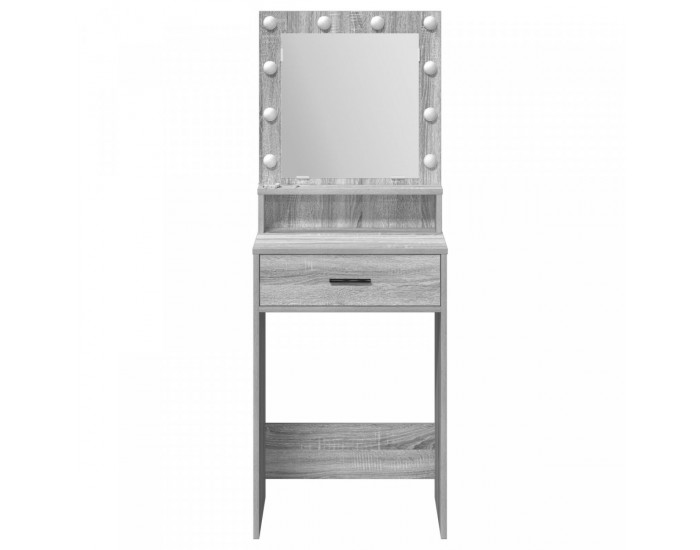 Sonata H Тоалетка с LED светлини, Сиво Сонома, 50x41x135 см