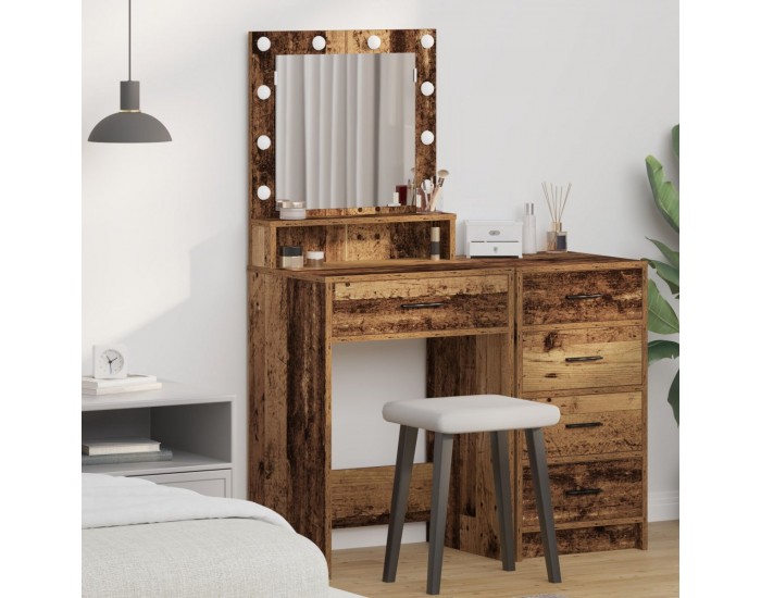 Sonata H Тоалетка с LED светлини - Старо дърво 50x41x135 см