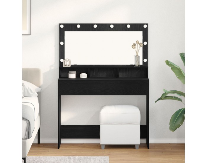 Sonata H Тоалетна маса с LED светлини, Черен дъб, 100x41x135 см