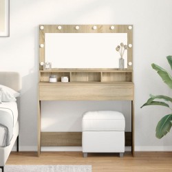 Sonata H Тоалетка с LED светлина Сонома дъб 100x41x135 см - Măsuțe de toaletă și oglinzi