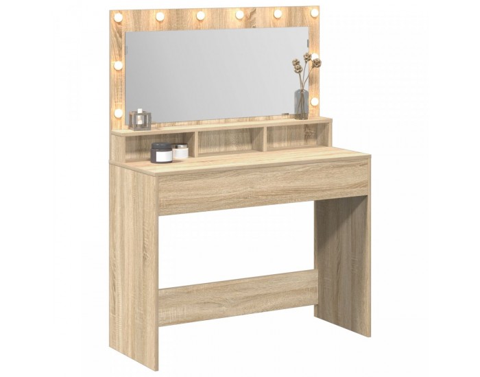 Sonata H Тоалетка с LED светлина Сонома дъб 100x41x135 см