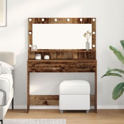 Sonata H Тоалетна маса с LED осветление - Винтидж дърво - 100x41x135 см - Măsuțe de toaletă și oglinzi